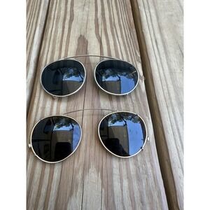 Two Pairs Vintage Clip-on Aviator Sunglasses One Pair Scratched
